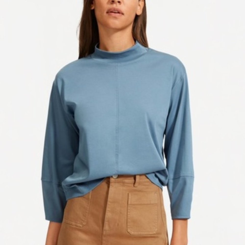 EVERLANE The Luxe Cotton Mockneck Tee sz XS